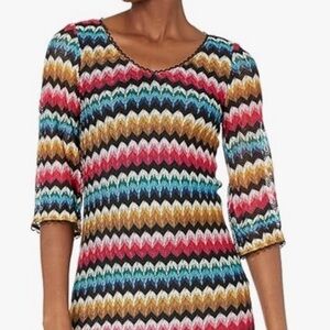 Trina Turk Women's Orchestra V Neck Dress chevron size 8
